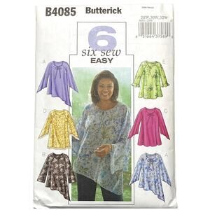 Butterick B4085 Sewing Pattern Women's/Women's Petite Top Size 28W, 30W, 32W UC